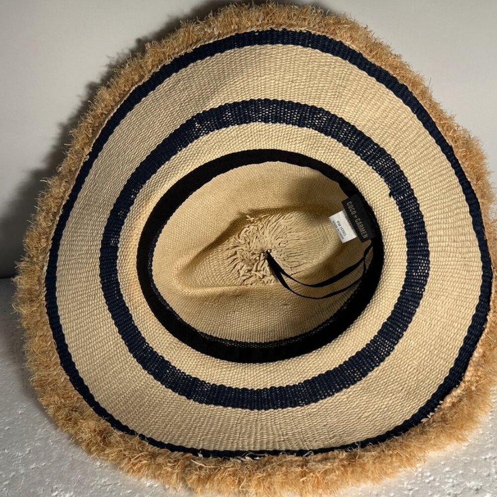 CoCo & Carmen NWOT OSFA Sunhat Navy Stripe Festival Beach Boho Resort Cottage - Picture 4 of 6